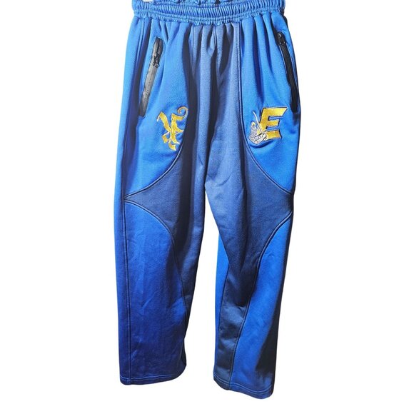Blue & Black Athletic Joggers With Embroidered Dragon & "E" Design XS Size Elast - Picture 1 of 5